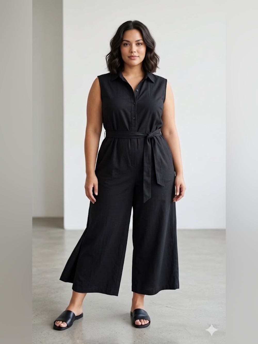 A New Day Black Sleeveless Utility Jumpsuit XL Wide Leg Casual NWT